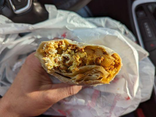 Chorizo and egg burrito