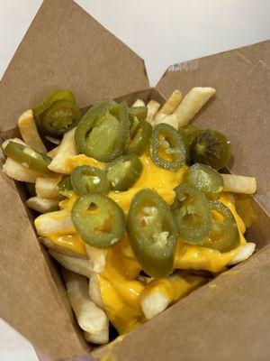 Nacho cheese fries with Jalapenos.