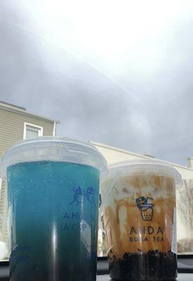 Blue raspberry lemonade sparkling & brown sugar boba