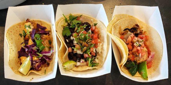 Fish Taco, Black Bean Taco and Chicken Fajita Taco at Rusty Taco Maumee