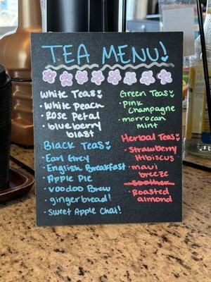 Tea menu!