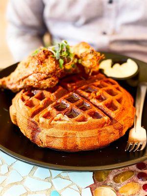 Waffles and fried chicken