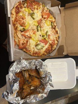 made my own pizza, and hot wings