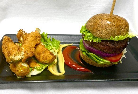 Keto Beef Burger with Fried Pickle