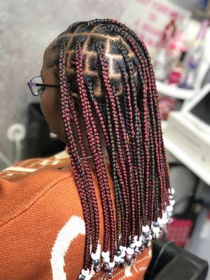 Colored Knotless Braids @ Lollipoppin Hair Studio Fort Washington MD.