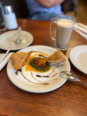 Vegetarian Samosa Plate & Masala Chai