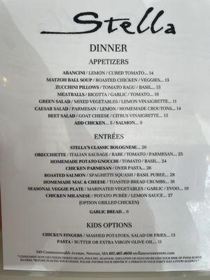 Dinner Menu