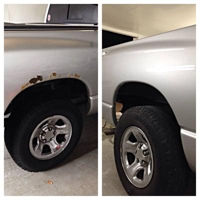 Before and after rust repair.