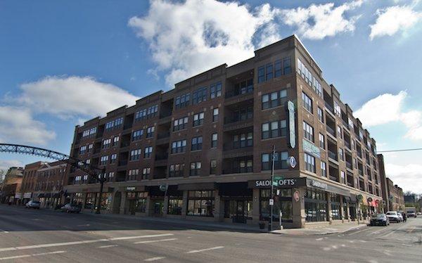 The Hub apartments near N High St and E Hubbard Ave in the Short North.