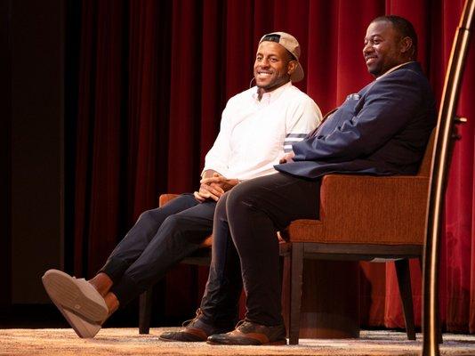 Andrea Iguodala speaks in Kanbar Hall