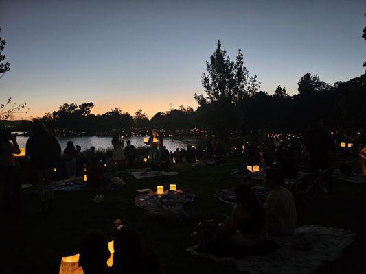 The lanterns lit up