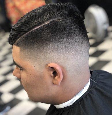 Comb over tapered on the sides