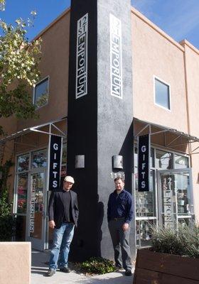 Thomas and David outside the store a few months after opening.