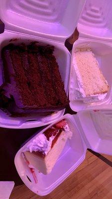 Double Chocolate Fudge Cake; Tres Leches or 3 Milk Cake; Strawberry Cheesecake