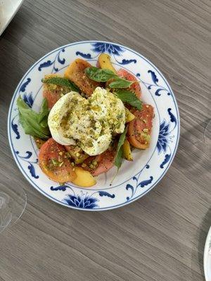 Heirloom tomato and local peach salad.