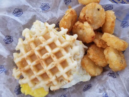 Belgian waffle slider (no meat) w/ Hash brown