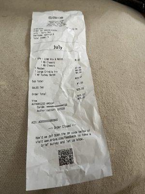 Receipt showing turkey and Swiss, but getting a. BLT instead