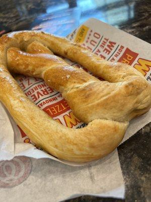 Regular bland pretzel with barely any butter and salt.