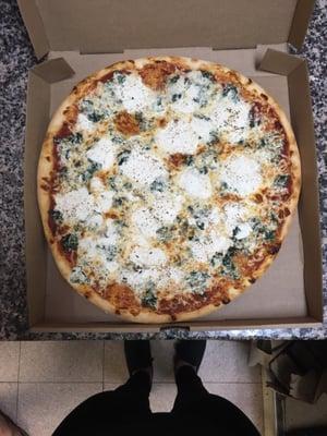 Custom spinach ricotta pizza with marinara