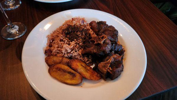 Oxtails, Plantain, Rice and Peas