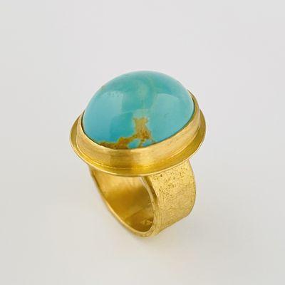 22k gold and Kingman turquoise ring