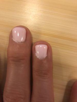 Eva Salon and Spa - worst gel manicure. Pics taken day of manicure. Looks like  5 year old painted my nails.