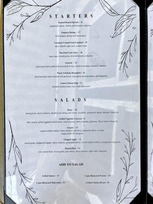 Starters Menu