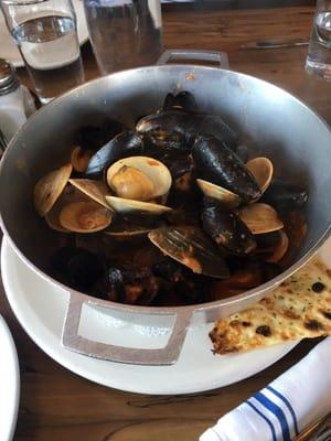 Mussels and clams.