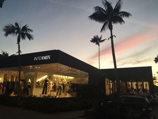 Front of InterMix w/pretty pink skies!