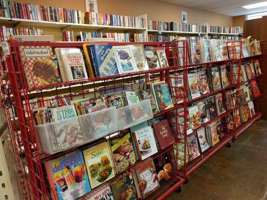 Cookbooks and magazines.