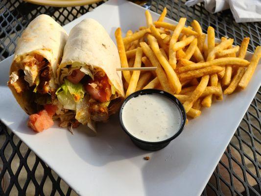 Buffalo Chicken Wrap, plenty of fries & ranch on side! I recommend!