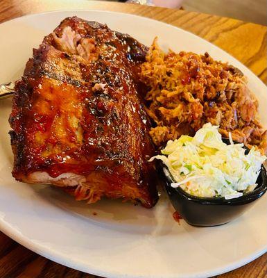 Ribs and pulled chicken