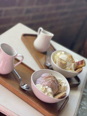 Banana Foster & Love me some Lavender ice cream with espresso shots