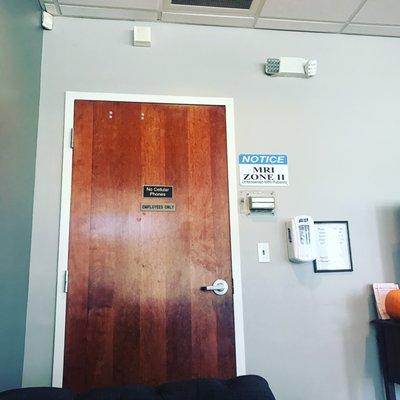 Door to office area from waiting room