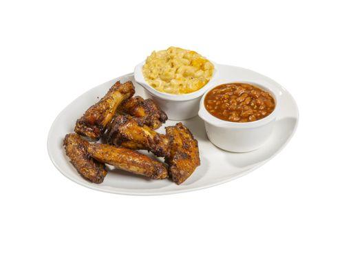 Chicken Wing Combo with macaroni & cheese and baked beans