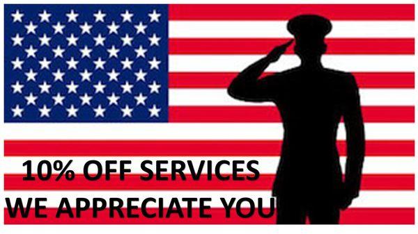 10% off Services for VETERANS