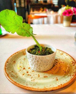 Radish and celery crumb