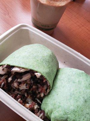 Spinach Grilled Chicken Wrap x Banana Split Smoothie