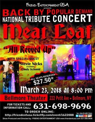 Example of special event at the Bellmore Theatre - Meat Loaf tribute band and Stevie Nicks tribute performance.