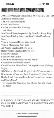 Advertised as "Passed Safety Inspection by Certified Mechanic," being Pacific Auto.