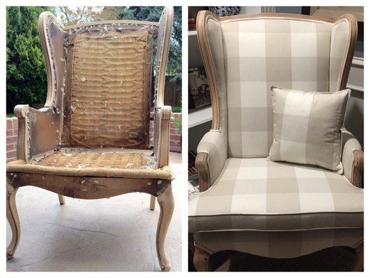 Before and after wingback chair.