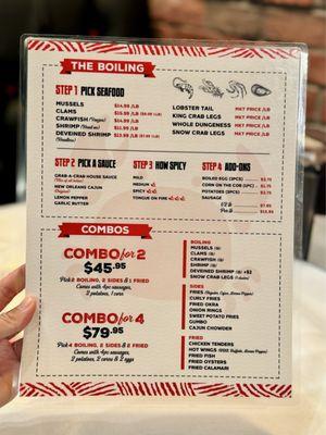 Menu Side 2 as of April 2024