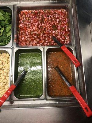 Come try our homemade sauces: chimichurri, hot sauce, and pice de gallo