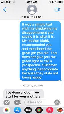 Text between owner and me