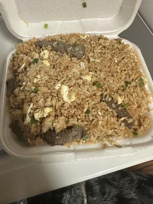 Fried rice with beef, chicken and shrimp. HUGE portion!