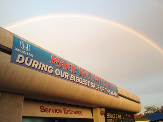 Rainbow over the dealership!