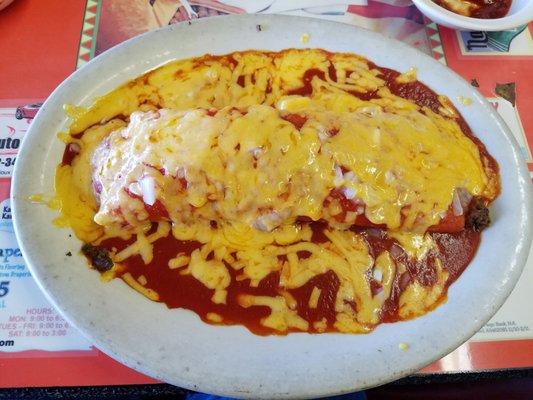 Flour entomatada filled with ground beef