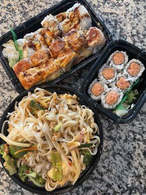 Pad Thai, Spicy Tuna, Manhattan Roll, Shrimp Tempura