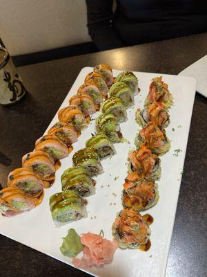 House special roll, dragon roll, Las Vegas roll