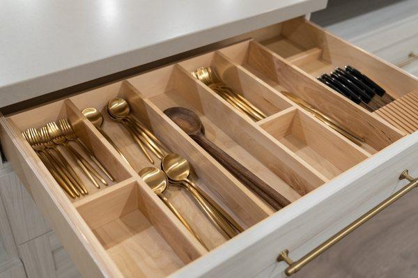 Silverware drawer organizer.